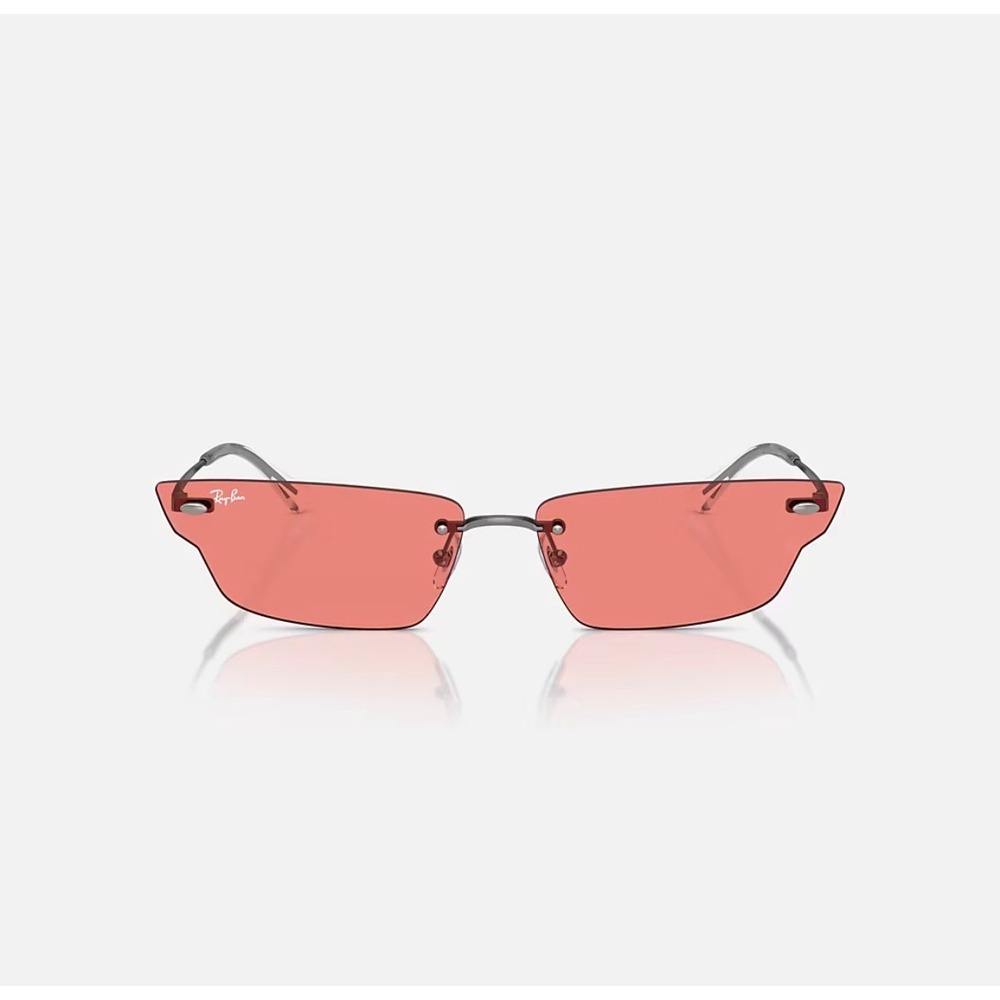 Ray-Ban Anh RB3731 Sunglasses Gunmetal Pink Geometric Rimless 004/84 66mm - Picture 2 of 8